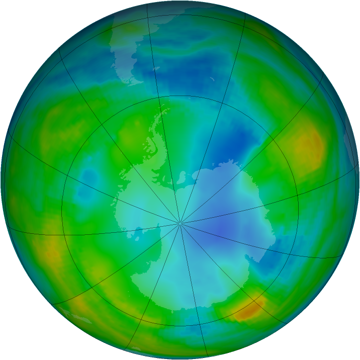 Antarctic ozone map for 25 July 1985